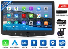 DAB+CAM+DVR+Double DIN Android 13 6+64 Car Stereo 10.1"Sat Nav CarPlay Radio DSP