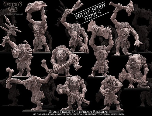 Miniature stone trolls - miniature,
