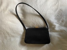 Asprey black satin evening handbag with  handbag mirror