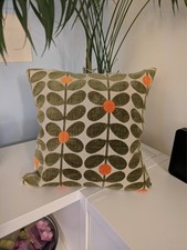 Orla Kiely cushion cover Sixties Stem Fawn orange green khaki handmade 16"