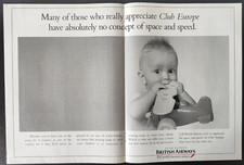 British Airways Airlane Advertising 2 Pages Genuine 1995 Baby With Toy