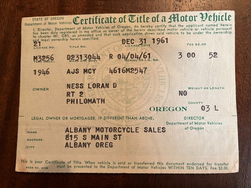 Ajs motorcycle 1946 document - ajs,