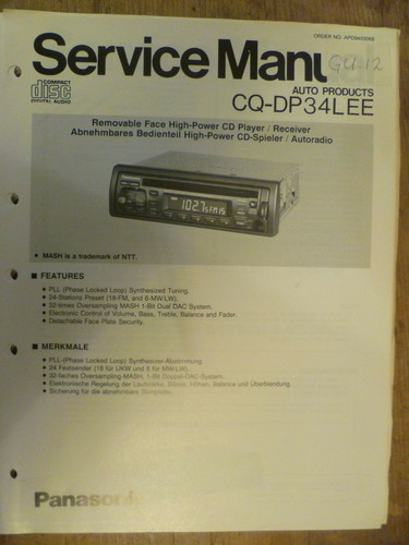 Panasonic dp34lee car - , cq-dp34lee