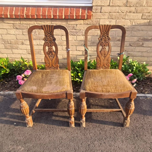 Pair solid oak victorian - oak,