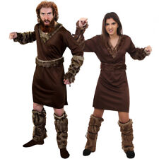 COUPLES VIKING COSTUMES HIS AND HERS ADULT MEDIEVAL WARRIOR FANCY DRESS OUTFIT