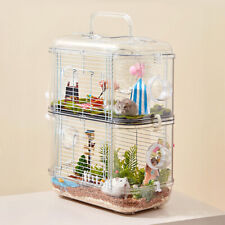 Hamster Mouse Cage with Food Bowl Water Bottle Transparent Rodent Gerbils House