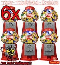 6 x Gumball Vending Machine Gum Dispenser Toy Coin Bank 80g Bubble Gum Included