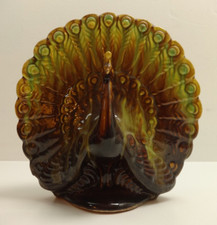 Majolica Pottery Peacock Vase Antique Large Handmade Interiors Flowers Birds USA