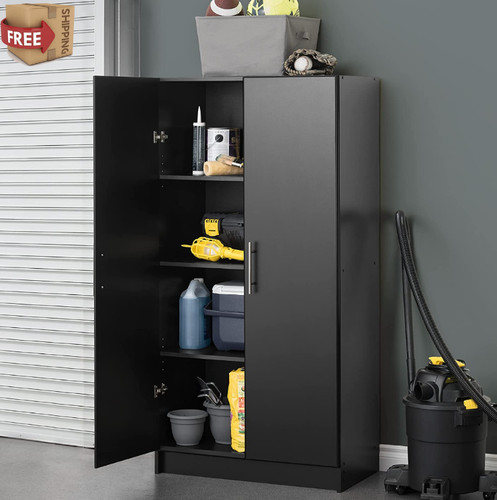 Black wooden utility pantry - wooden,