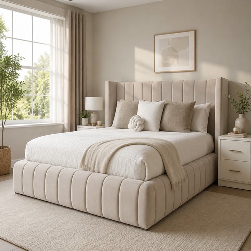 Luxury winged panel bed - winged, frame