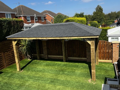 Wooden pergola gazebo with - wooden,