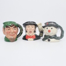 Royal Doulton Elf Snowman & The Caroler Miniature Character Jug Set 2.75"