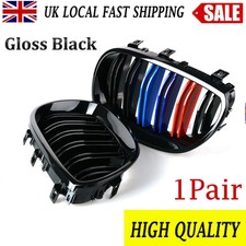 FOR BMW E60 E61 M5 STYLE FRONT KIDNEY GRILLE DOUBLE SLAT GLOSS BLACK 2003-2010
