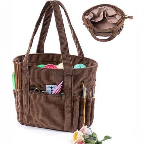 Crochet bag tote corduroy - crochet,