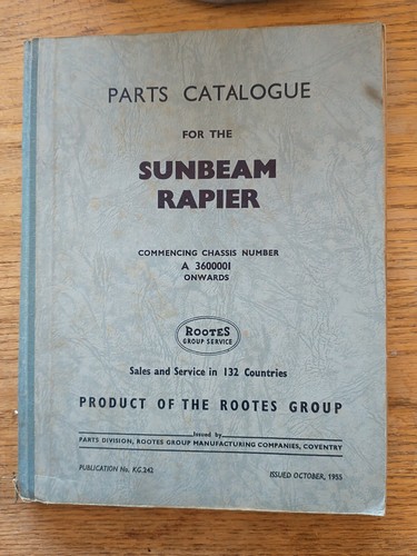 1955 sunbeam rapier parts - sunbeam,
