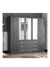 Camberley 5 Door 3 Drawer Mirrored Wardrobe Dark Oak Modern Storage Bedroom