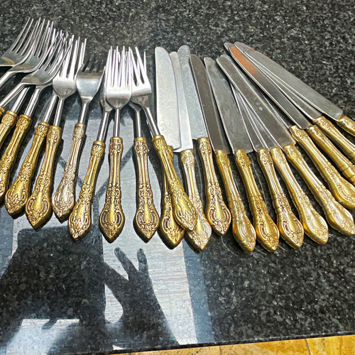 24pc vintage style stainless