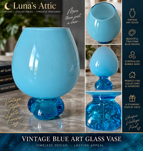 Vintage blue art glass - blue,