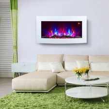 2025 TRUFLAME™ FLAME EFFECT  LOG WHITE GLASS CURVED WALL MOUNTED ELECTRIC FIRE