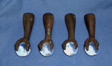 4 ANTIQUE CAST IRON GLASS BALL & CLAW PIANO STOOL FEET