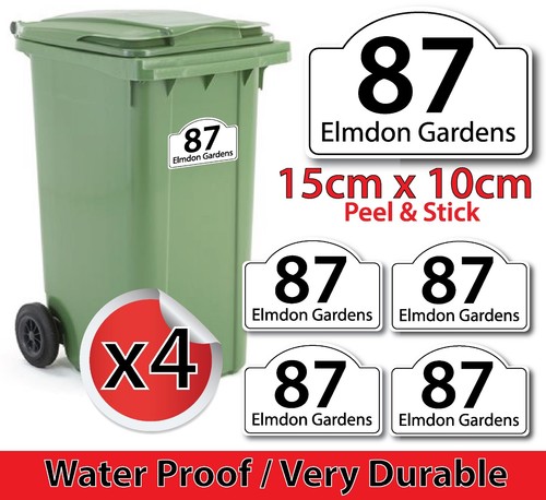 Wheelie bin stickers custom - 4x,
