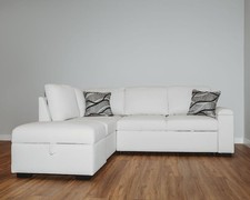 Corner Sofa Bed ABIGAIL Left – L-Shaped Fabric Settee With Storage & Bed DAKO®