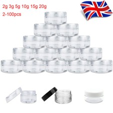 2g-20g Empty Clear Plastic Sample Travel Jar Container Round Cosmetic Makeup Pot