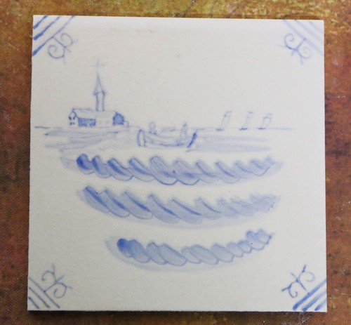 Vintage ceramic tile decorated - vintage,