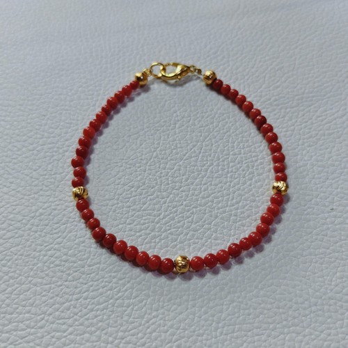 Red coral beads bracelet - red,