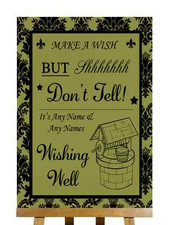 Olive Black Damask Wishing