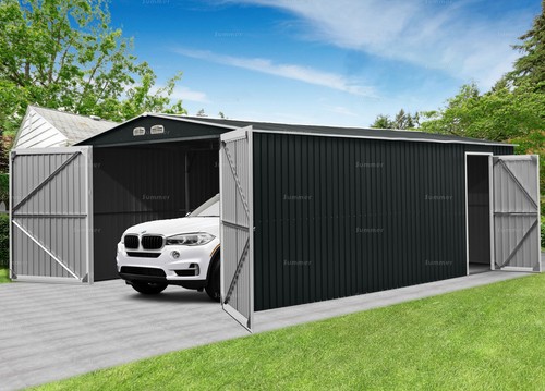 Apex metal garage - with, hinged