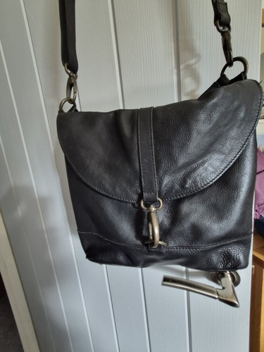 Womens black leather fatface - black,