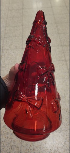 New red glass christmas tree - glass,