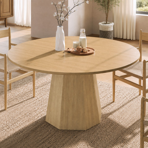 Wooden round dining table - round, for