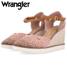 Wrangler Womens Wedge Sandals Isla Knit Rose Pink Ladies Espadrille UK 4 - 8