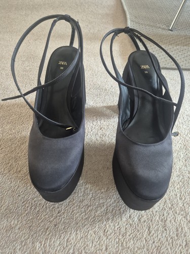 Zara black satin platform - zara,