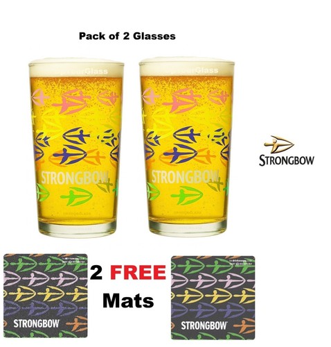 Strongbow pint glasses - glasses, x2
