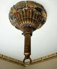 Antique Moe Bridges Cast Iron Ceiling Light Fixture Canopy Base Down Rod 34156