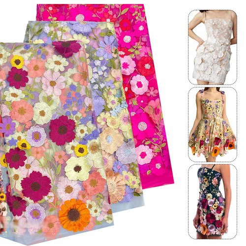 Floral embroidery soft mesh - floral,