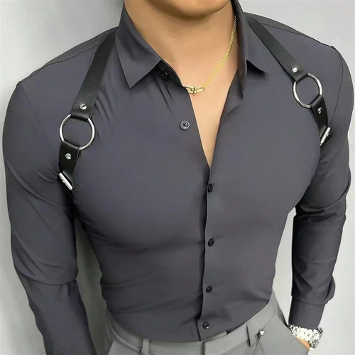 Mens punk leather harness - leather,