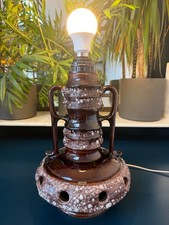 West German pottery lamp twin