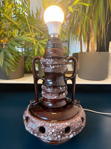 West german pottery lamp twin - german,