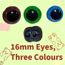 16mm Safety Eyes and/or 20mm Nose for soft toys, Teddy Bears, Amigurumi, Crochet
