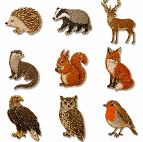 British wildlife enamel pin - british,