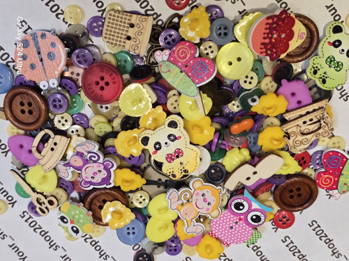 100 mixed buttons assorted - buttons,
