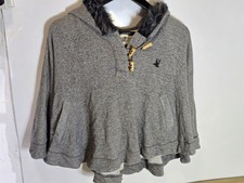 Soul Cal & Co Grey Cotton Shawl Hooded Jumper Size 14 Over Shoulder Sleeveless. 