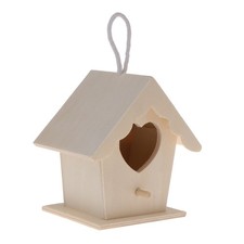 Wooden Bird House for Outside Hanging Bird Houses with Perch to Paint for Kids