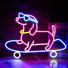 Skateboard Dog Neon Signs LED Neon Light Sign Light up Neon Signs Wall Decor Fo