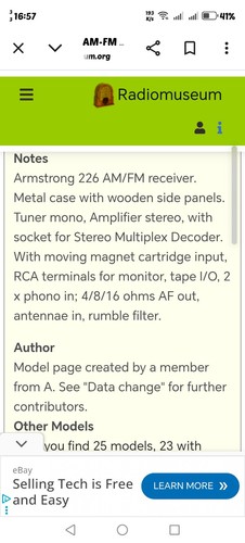 Vint armstrong 226valve tuner - armstrong, 226valve/tuner