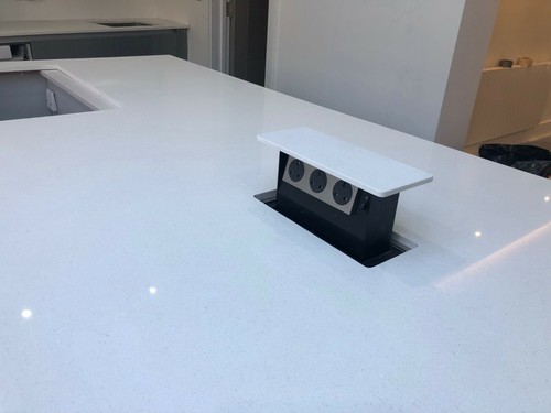 Snow white quartz kitchen - quartz,